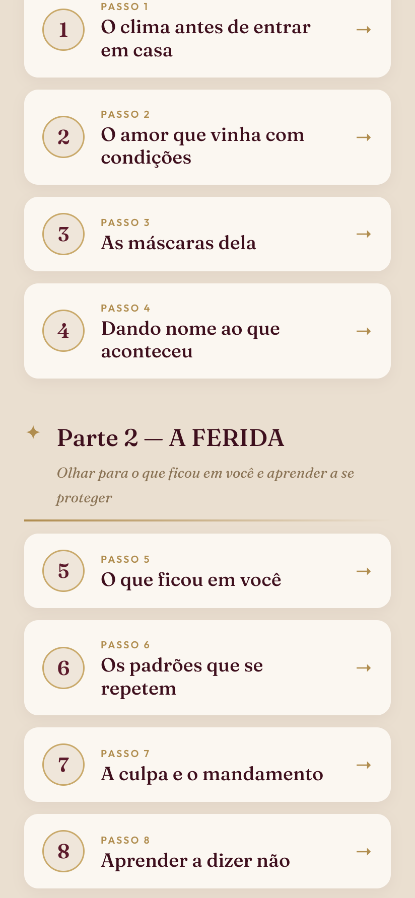 Índice dos 10 passos do caderno