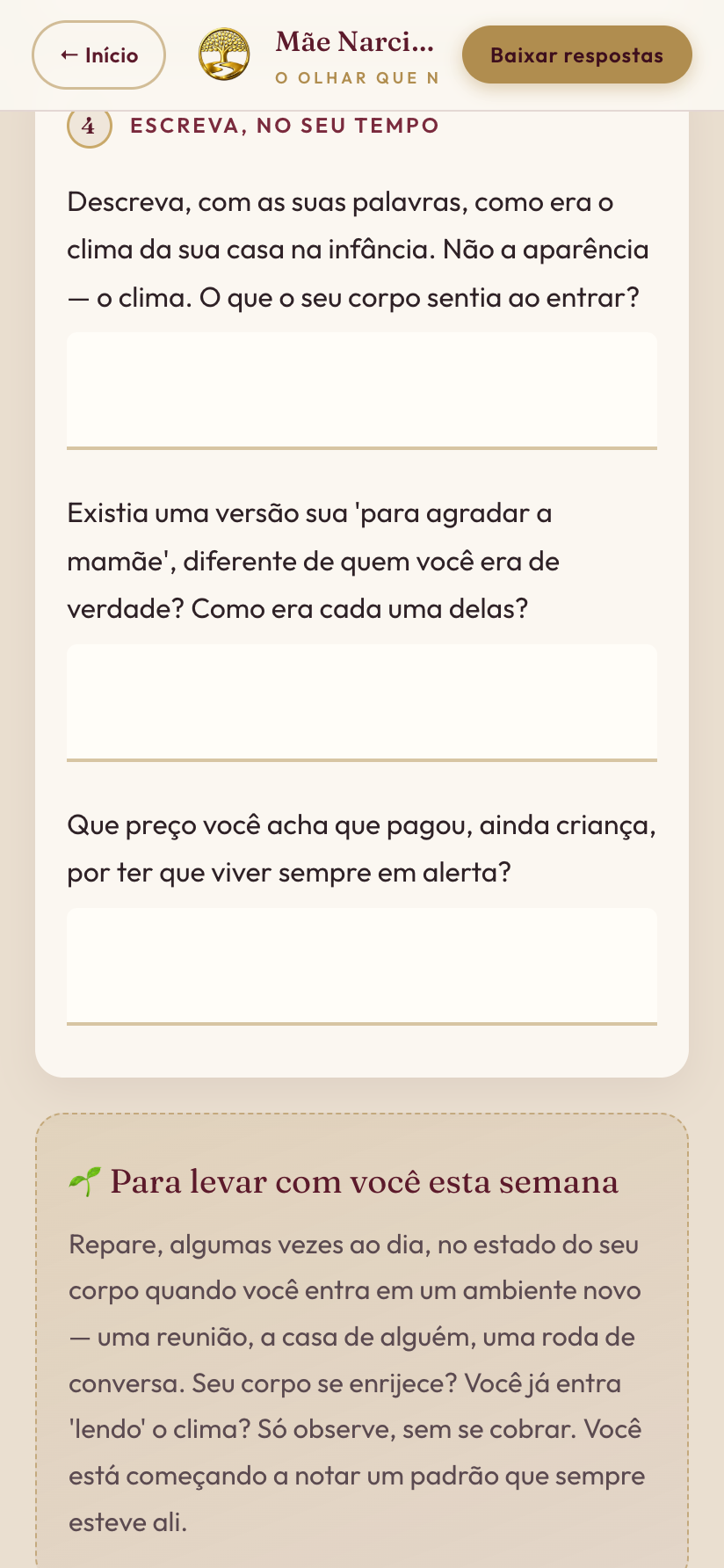 Campos para escrever no caderno