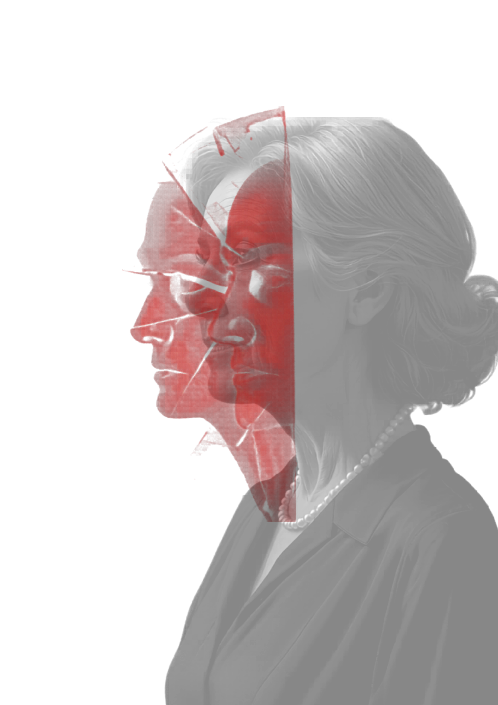 Ilustração da mãe com rostos estilhaçados